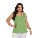 Regata Feminina Plus Size Visco Tricot Secret Glam Verde Plus G3