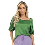 Blusa Feminina Manga Bufante Malha Soft Endless Verde Gg