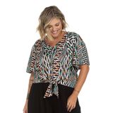 Blusa Feminina Plus Size Geométrica Secret Glam Preto Plus G4