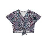 Blusa Feminina Plus Size Geométrica Secret Glam Azul Plus G3