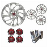 Jogo Calota Aro 14 Uno Attractive 2015 2016 Fiat + Emblema Resinado + Tampa Ventil Cromada
