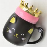 Caneca Com Tampa Coroa Gatinho Fofo 300 Ml Cute Coffee