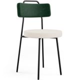 Cadeira Decorativa Estofada Para Sala De Jantar Barcelona L02 Facto Verde Musgo Linho Cru