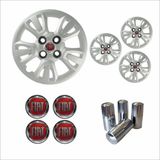 Jogo Calota Aro 14 Uno Way 2011 2012 Fiat + Emblema Resinado + Tampa Ventil Cromada