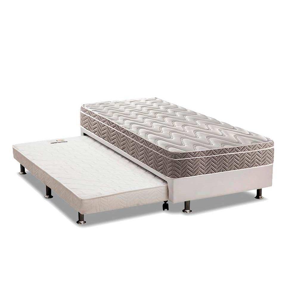 Cama Box C/auxiliar Solteiro: Colchão Espuma Paropas D33 Confort Ultra Firme + Base White(88x188)