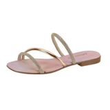 Sandália Rasteira Feminina Beira Rio Com Strass  8431.213.25120 (ouro Rosado 36)