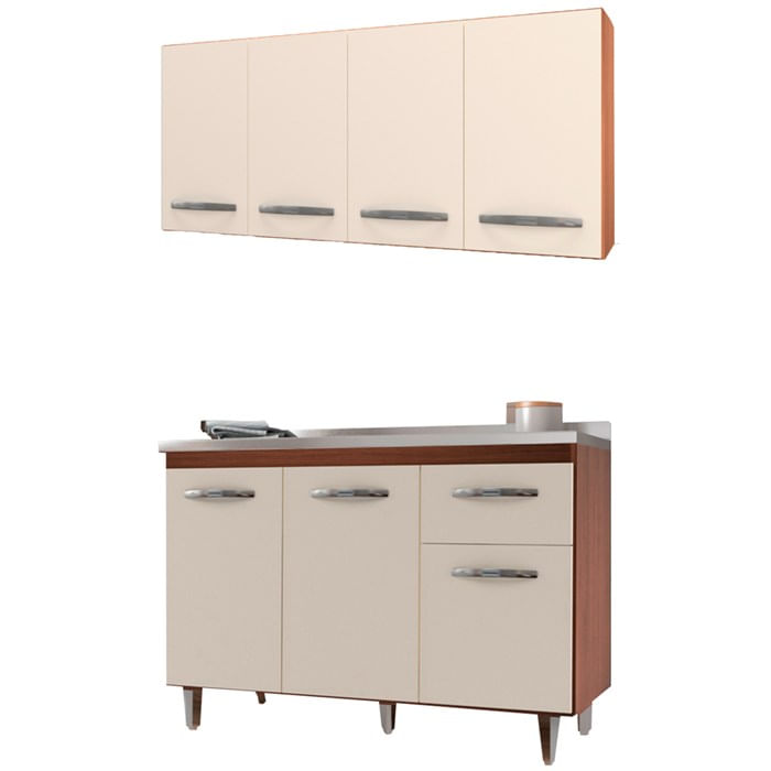 Armario Aereo 4 Portas E Balcao 120cm Savana Off White Mobbs