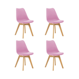 Kit 4 Cadeiras Saarinen Wood Com Estofamento Várias Cores - Rosa
