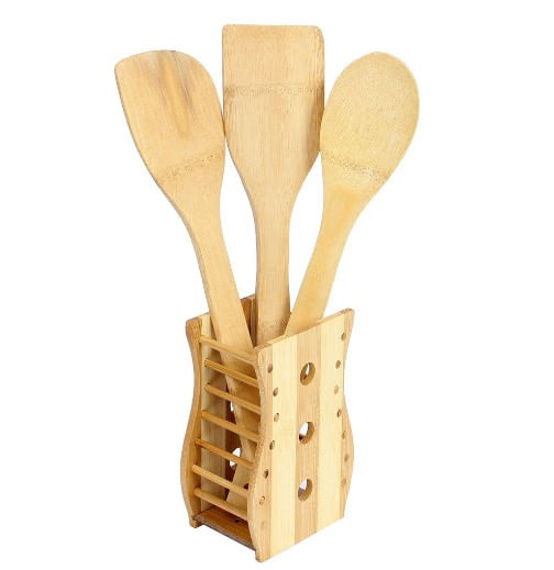 Conjunto De Utensílios De Bambu Nature - 4 Peças