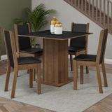 Conjunto Sala De Jantar Mesa Tampo De Madeira 4 Cadeiras Rustic/preto Briana Madesa