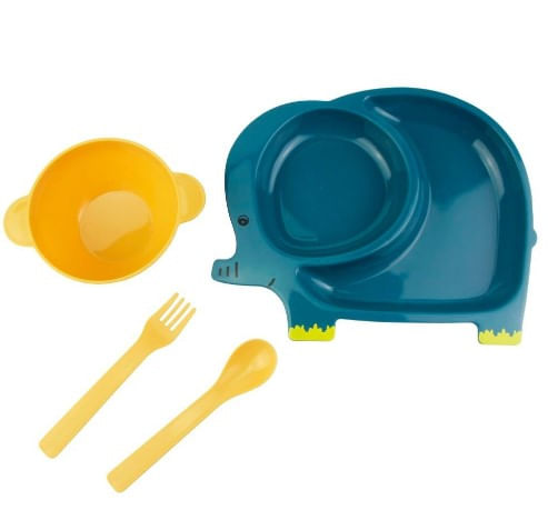 Conjunto Infantil De Papinha E Lanchinho - 4 Peças, Estampa De Animais