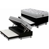 Cama Box Baú C/auxiliar Solteiro: Colchão Ortopédico Probel D45 / Ep Pillow + Base Black(88x188)