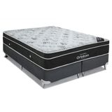 Cama Box King: Colchão Molas Ortobom Nanolastic Exclusive + Base Crc Suede Cinza(186x198)