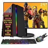 Pc Gamer Completo 3green Fps Intel Core I7 16gb Ram Placa De Vídeo Geforce Gtx 4gb Ssd 512gb Monitor 24&quot; Full Hd 75hz Fonte 500w 3gf-062