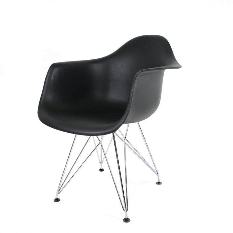 Cadeira para Escritório Apoio Braços Eames ARM PP Office Empório Tiffany Preto/Cinza