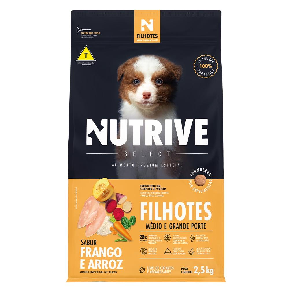 Ração Seca Nutrive Select Frango E Arroz Para Cães Filhotes Porte Médio E Grande - 2,5 Kg