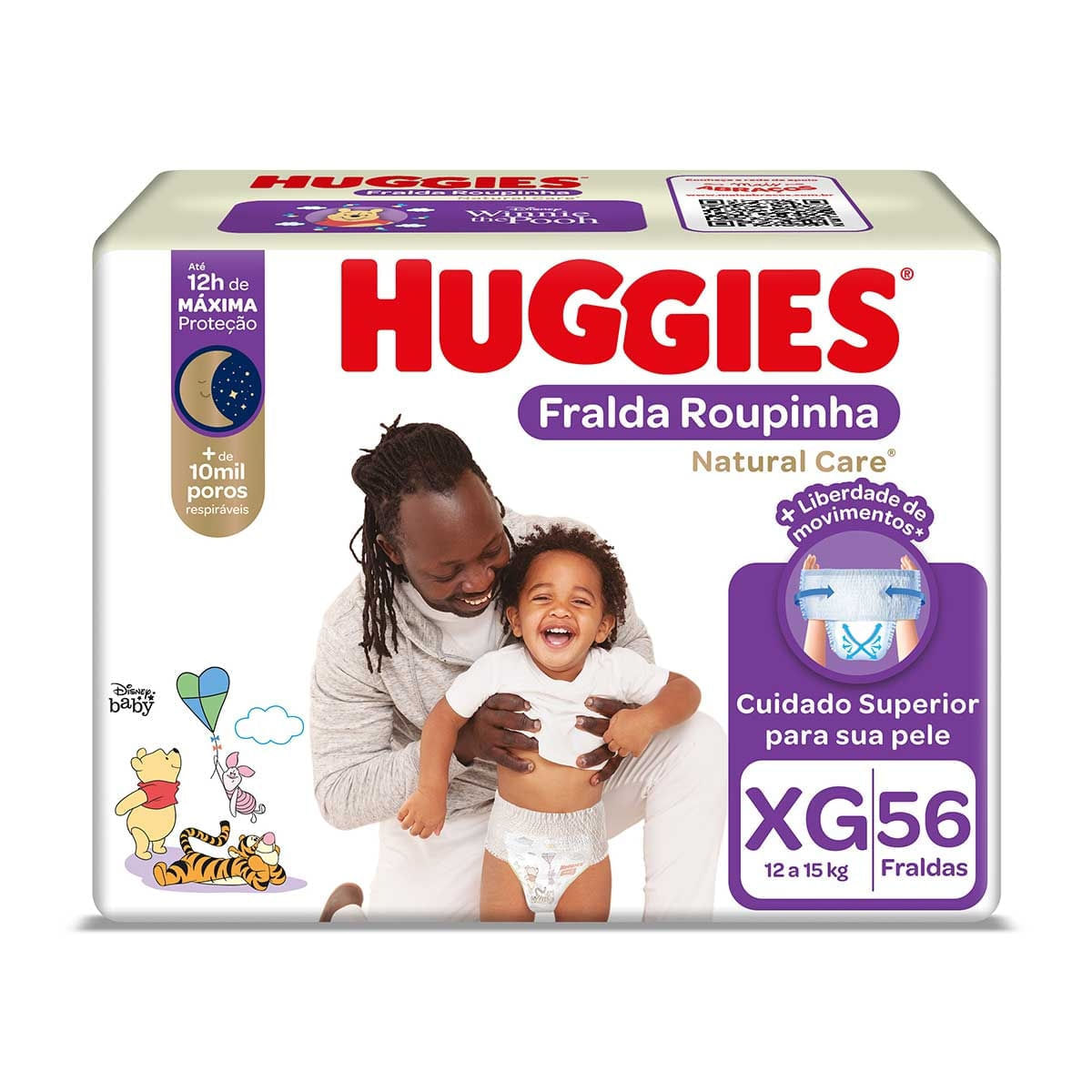 Fralda Descartável Huggies Natural Care Roupinha Hiper Xg 56 Unidades