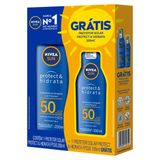 Protetor Solar Nivea Sun  Protect E Hidrata Fps50 200ml + Protetor Solar Nivea Sun  Protect E Hidrata Fps50 100ml