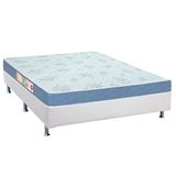 Cama Box Casal: Colchão Espuma D45 Castor Sleep Max + Base Crc Courano White(138x188)