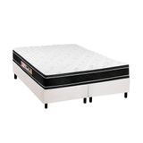 Cama Box King: Colchão Espuma Castor D33 Black E White Double Face + Base Crc Courano White(193x203)