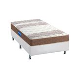 Cama Box Solteiro: Colchão Espuma D33 Probel Guarda Costas + Base Crc Courano White(88x188)