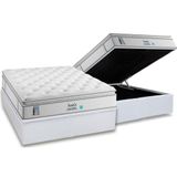 Cama Box Baú Casal: Colchão Molas Plumatex Masterpocket Ensacadas Confortgel + Base White(138x188)
