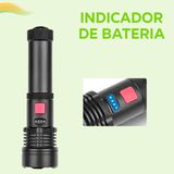 Lanterna Tática Militar Led Recarregável Zoom T9 - Com Indicador De Bateria