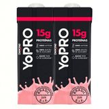 Kit 2 Bebida Láctea Uht Yopro Shake Sabor Morango 15g De Proteína 250ml