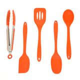 Kit De Utensílios De Silicone Com 5 Peças Laranja - Oikos