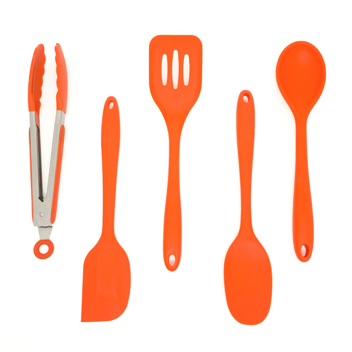 Kit De Utensílios De Silicone Com 5 Peças Laranja - Oikos