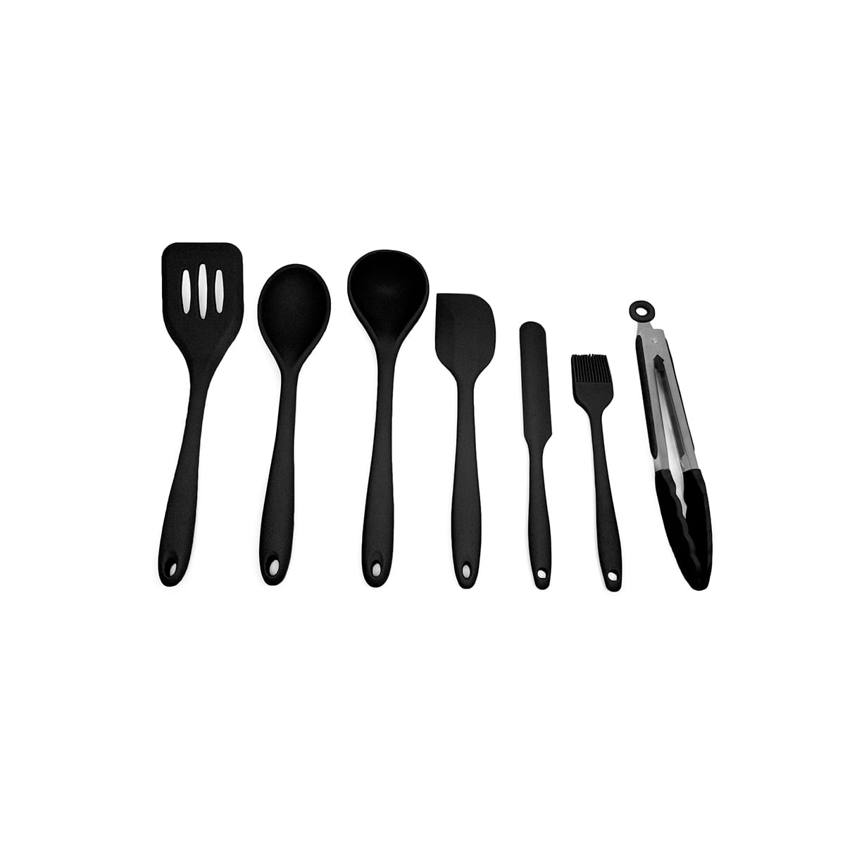 Kit De Utensílios De Silicone Com 7 Peças Preto - Oikos