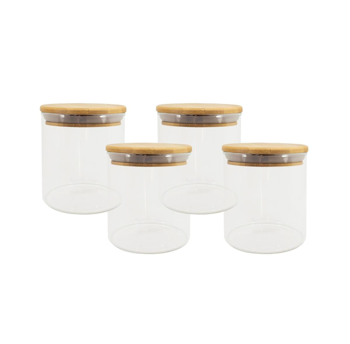 Conjunto 4 Potes Vidro Herméticos De 500 Ml - Oikos