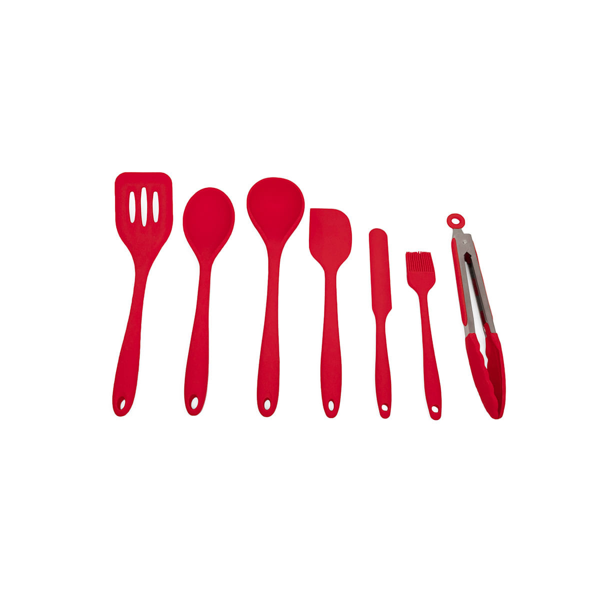 Kit De Utensílios De Silicone Com 7 Peças Vermelho - Oikos