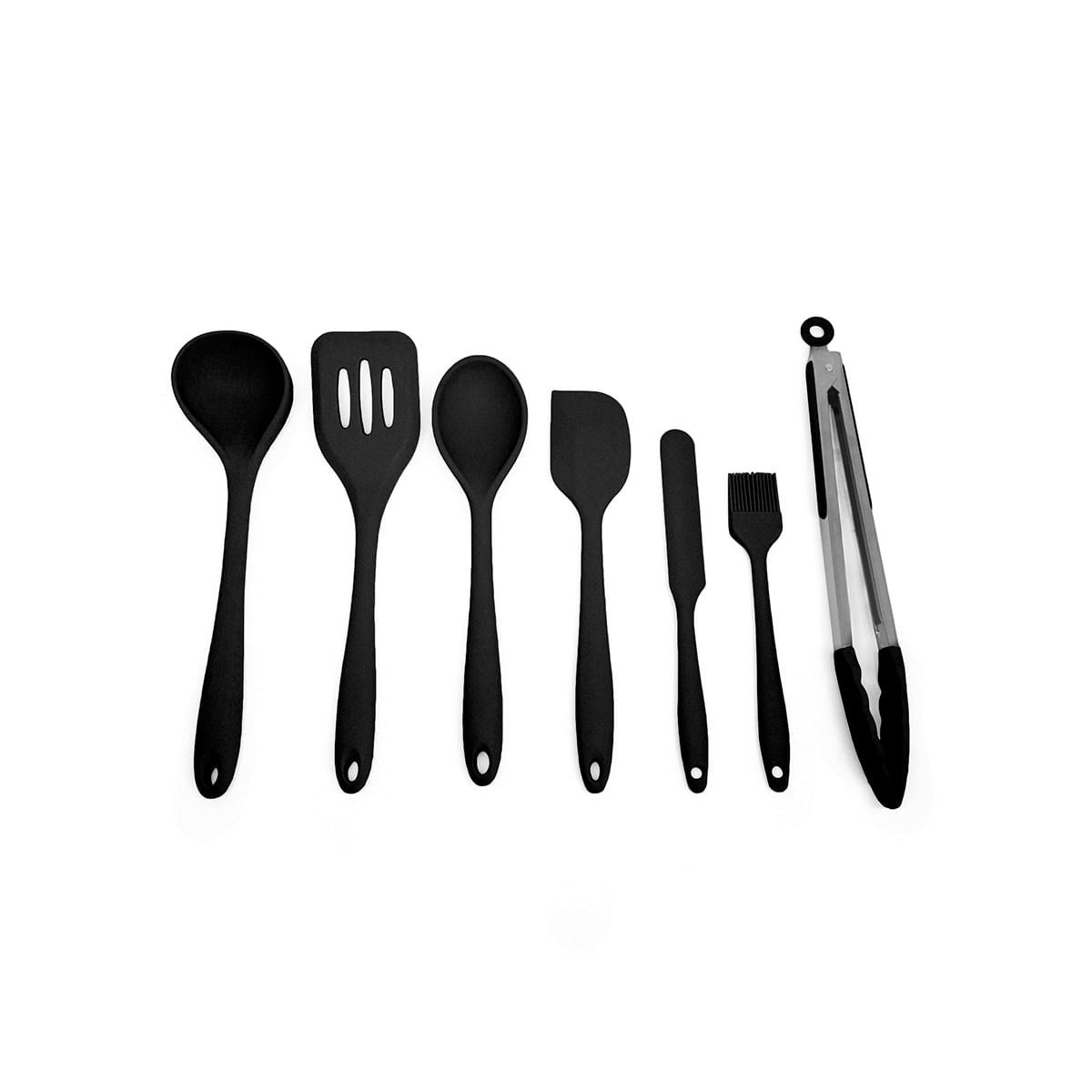 Kit De Utensílios De Silicone Com 7 Peças Preto - Oikos