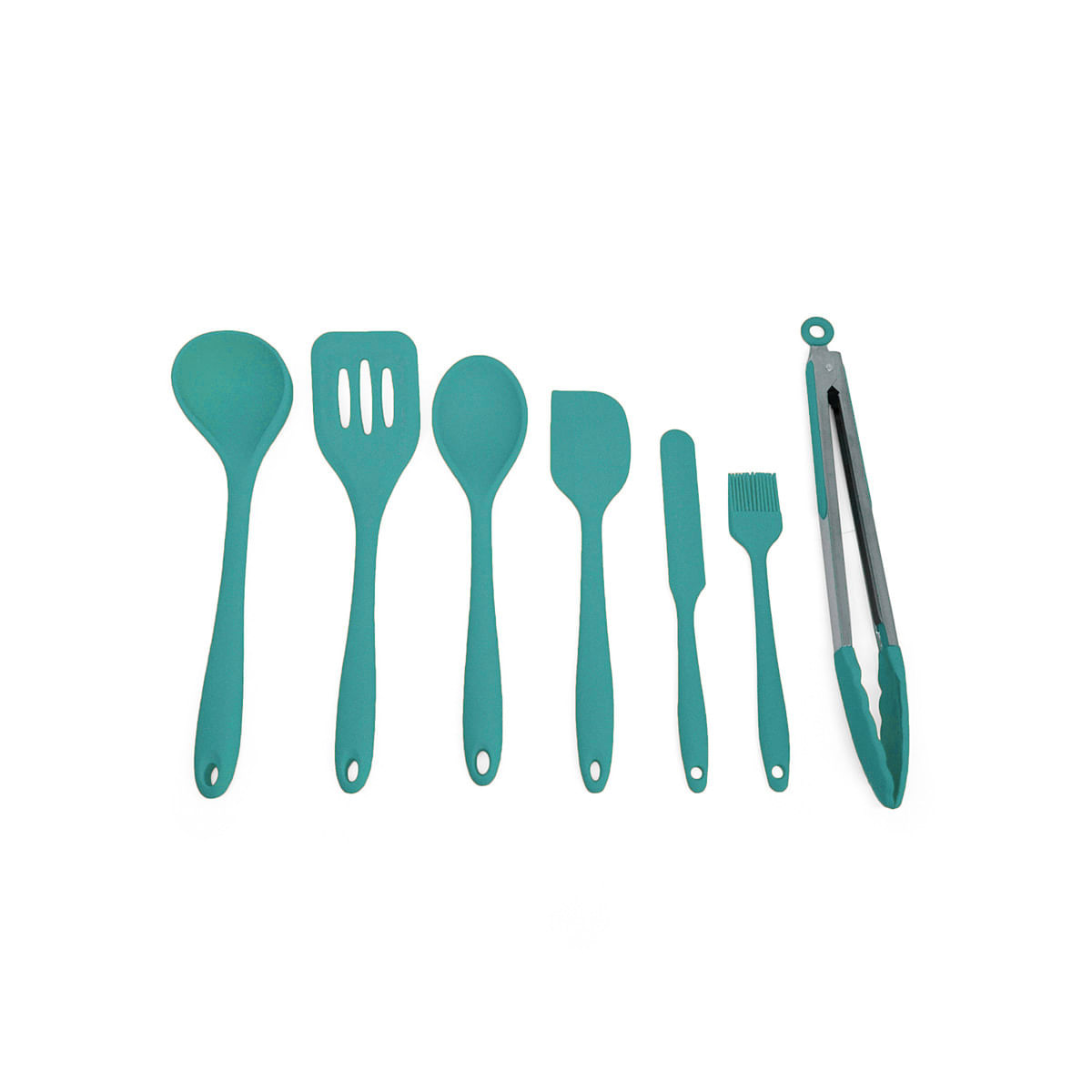 Kit De Utensílios De Silicone Com 7 Peças Verde Escuro - Oikos