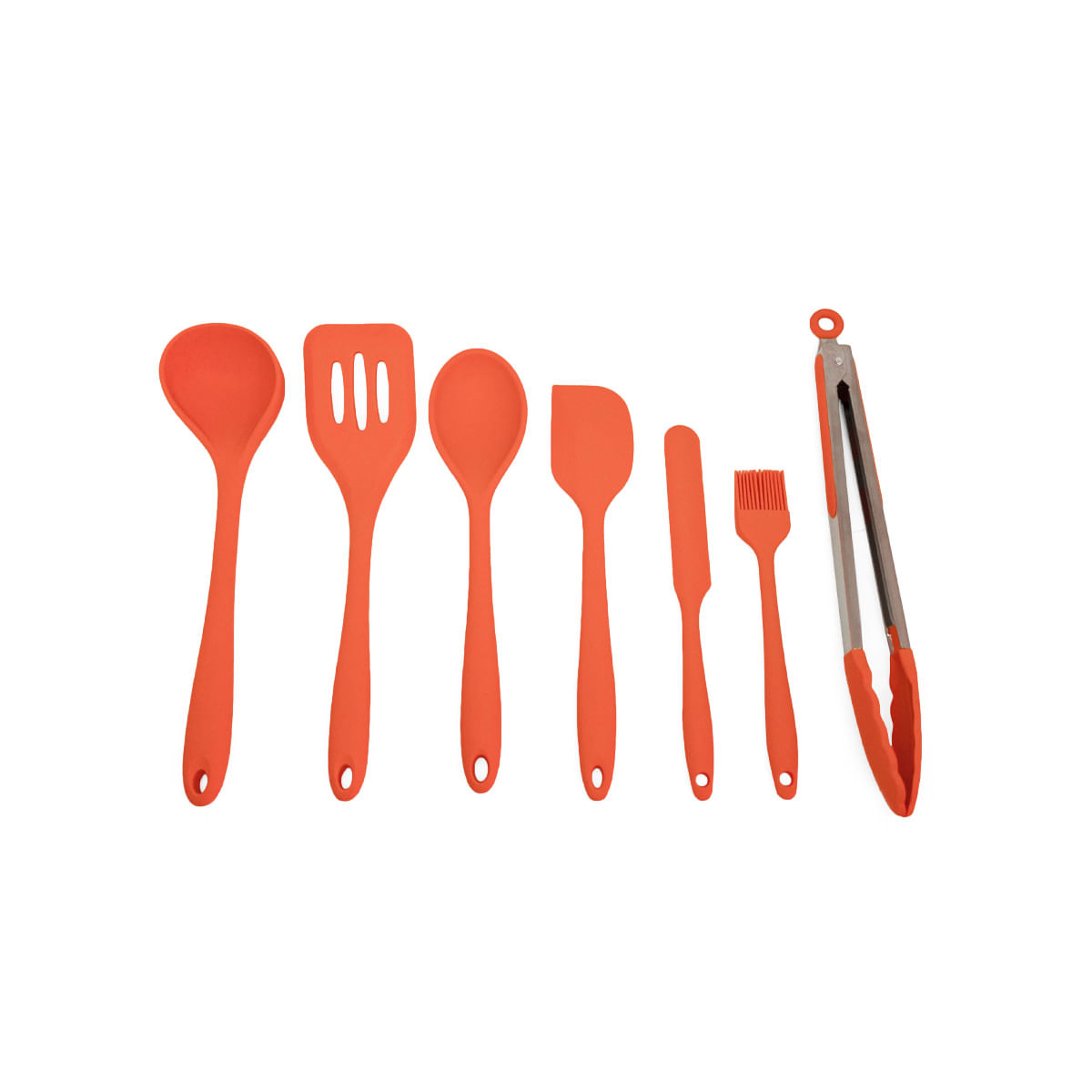 Kit De Utensílios De Silicone Com 7 Peças Laranja - Oikos