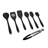 Kit De Utensílios De Silicone Com 7 Peças Preto - Oikos