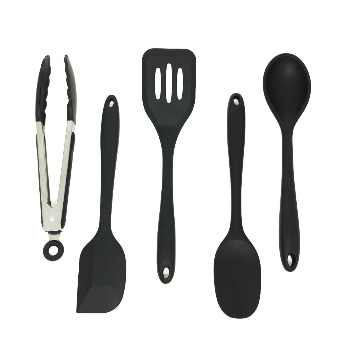 Kit De Utensílios De Silicone Com 5 Peças Preto - Oikos