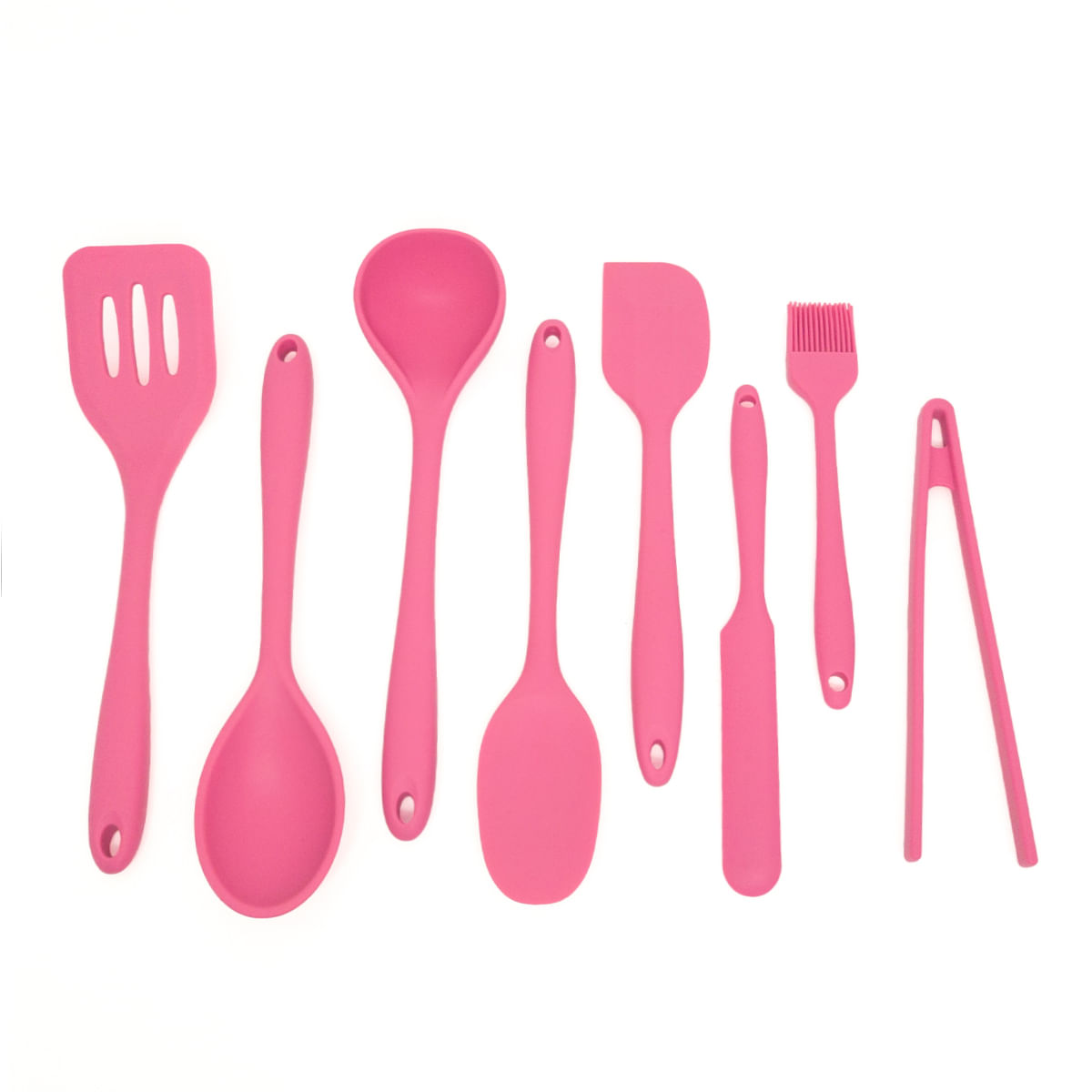 Kit De Utensílios De Silicone Com 8 Peças Rosa - Oikos