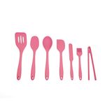 Kit De Utensílios De Silicone Com 7 Peças Rosa - Oikos