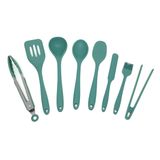 Kit De Utensílios De Silicone C/ 8 Pçs Vd Escuro - Oikos