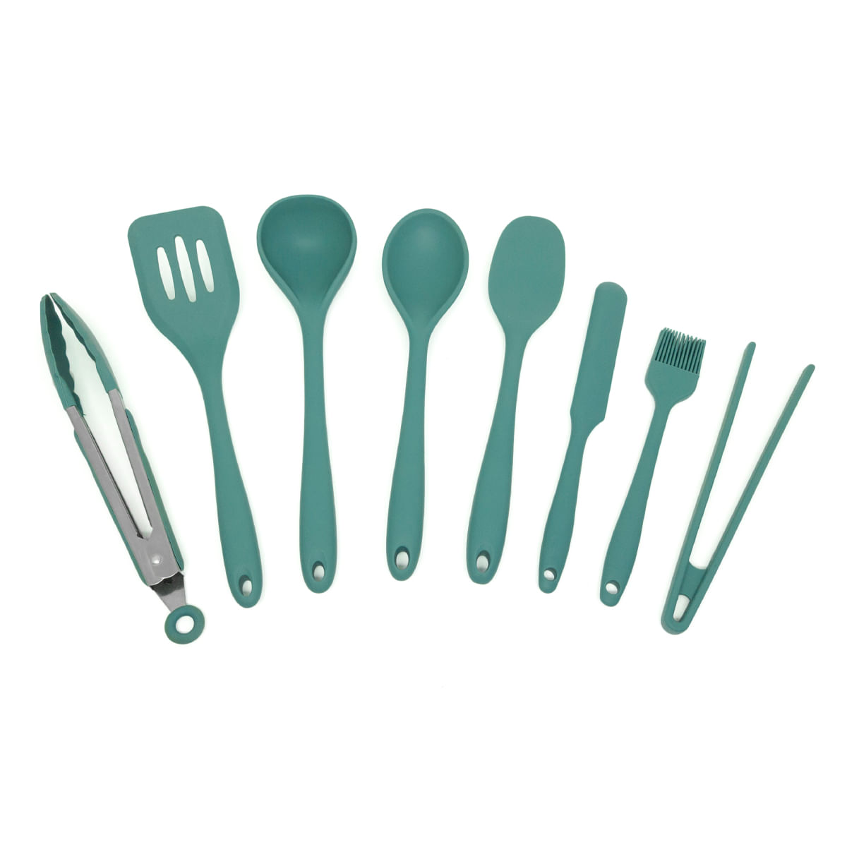 Kit De Utensílios De Silicone C/ 8 Pçs Vd Escuro - Oikos