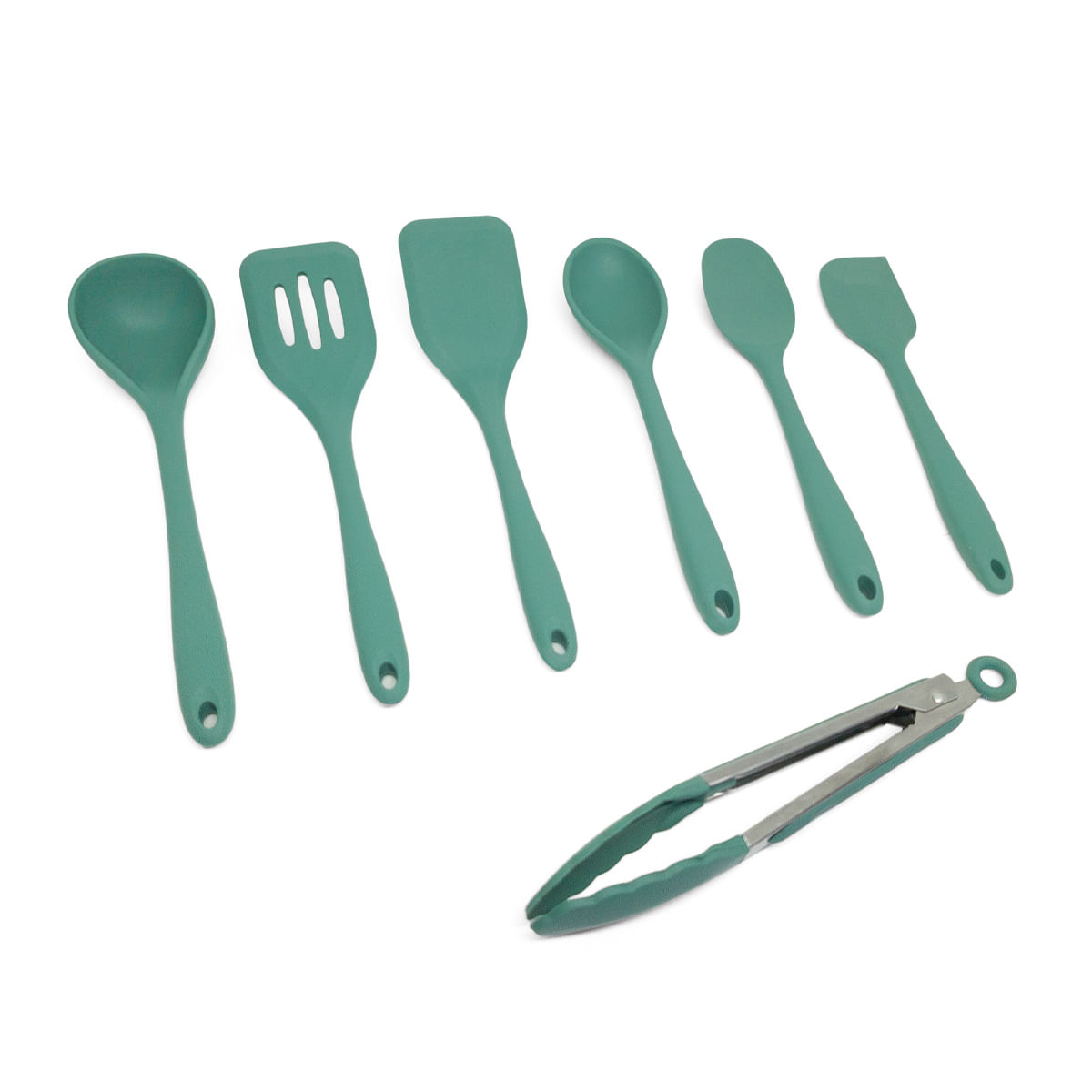 Kit De Utensílios De Silicone Com 7 Peças Verde Escuro - Oikos