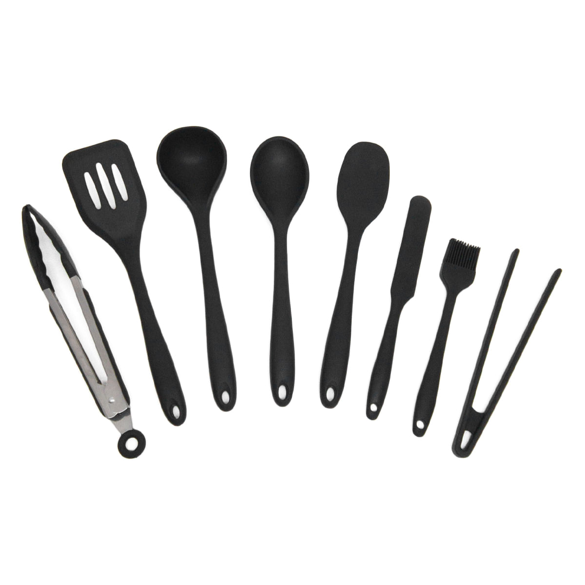 Kit De Utensílios De Silicone Com 8 Peças Preto - Oikos