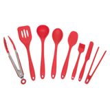 Kit De Utensílios De Silicone Com 8 Peças Vermelho - Oikos