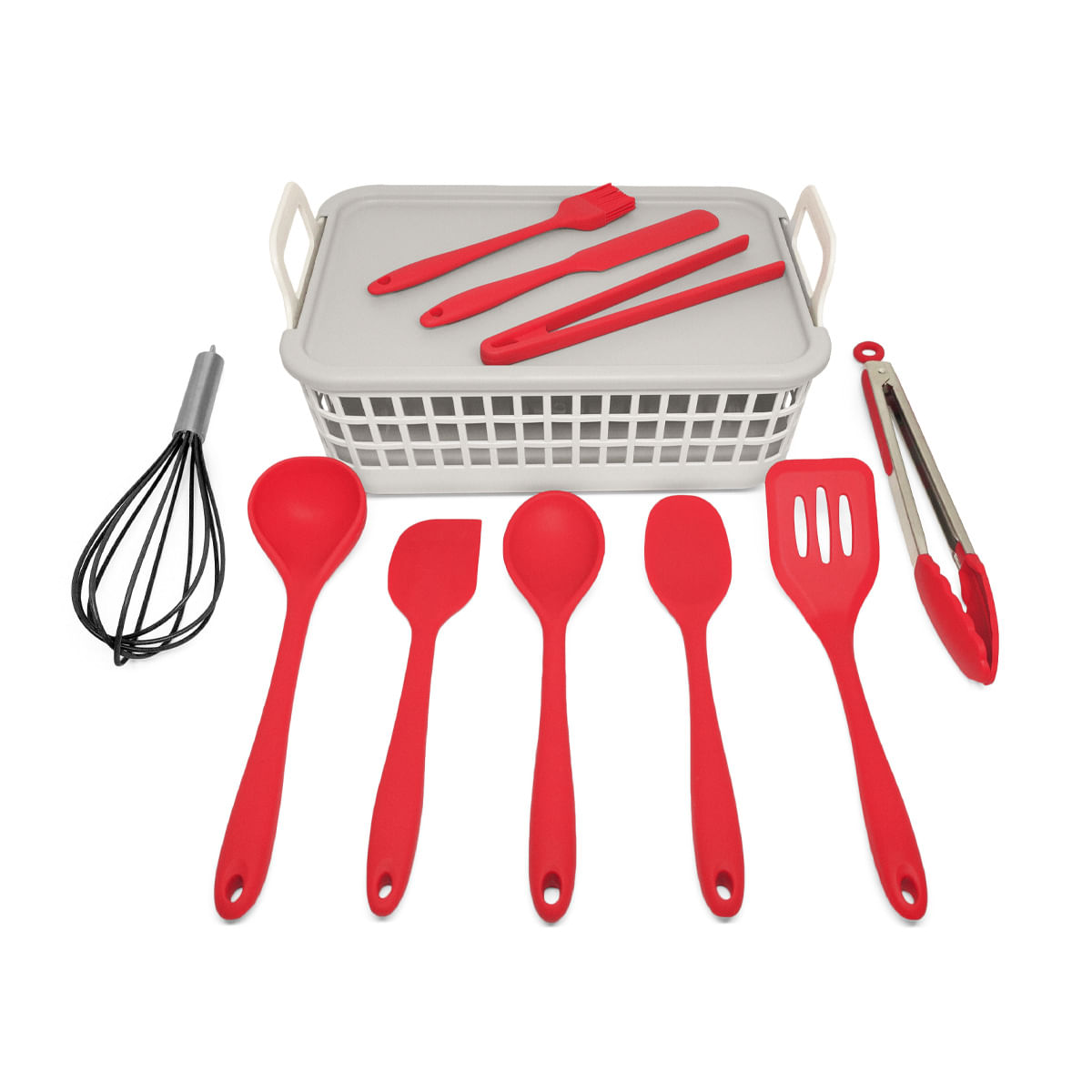 Kit Utensílios De Cozinha C/ Cesto 11 Peças - Oikos