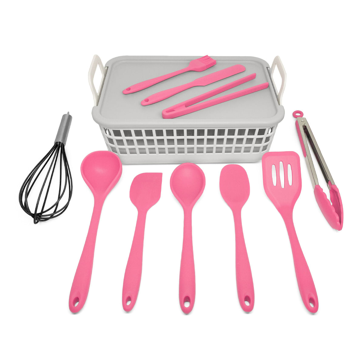 Kit Utensílios De Cozinha C/ Cesto 11 Peças - Oikos