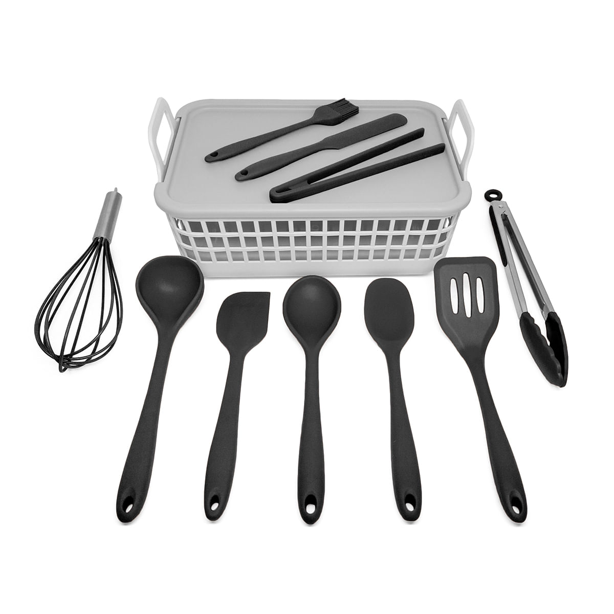 Kit Utensílios De Cozinha C/ Cesto 11 Peças - Oikos