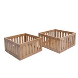 Kit 2 Cestos Organizadores Ripados De Bambu De 22cm E 24cm - Oikos