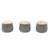 Kit 3 Potes Dolomita Com Tampa De Bambu Rosto - Oikos